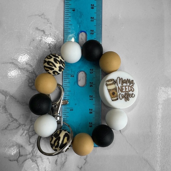Extra Small silicone wristlet keychain, Mama needs coffee - Picture 4 of 4